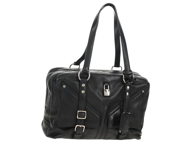 Borsa a Spalla SAINT LAURENT Pelle Nera Argento 227747 Auth yk19763V Nero