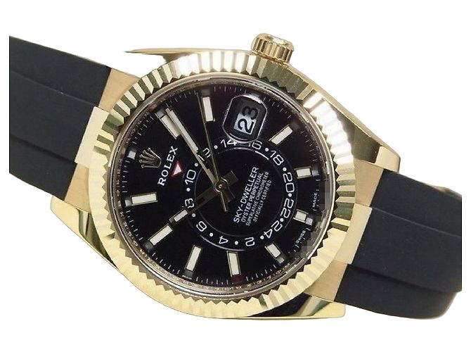 ROLEX Sky-Dweller 18KYG quadrante nero Uomo