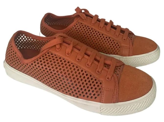 Tênis Tory Burch Perforated em couro e camurça - Laranja