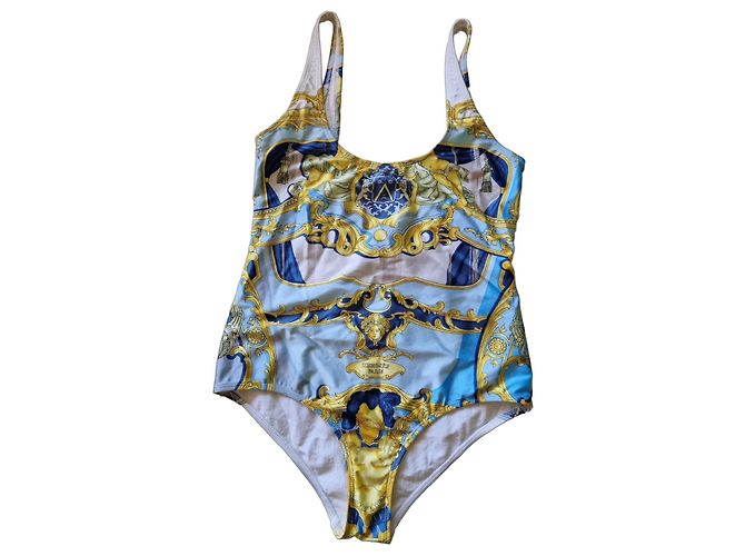 Costume intero Hermès Bianco D'oro Blu chiaro