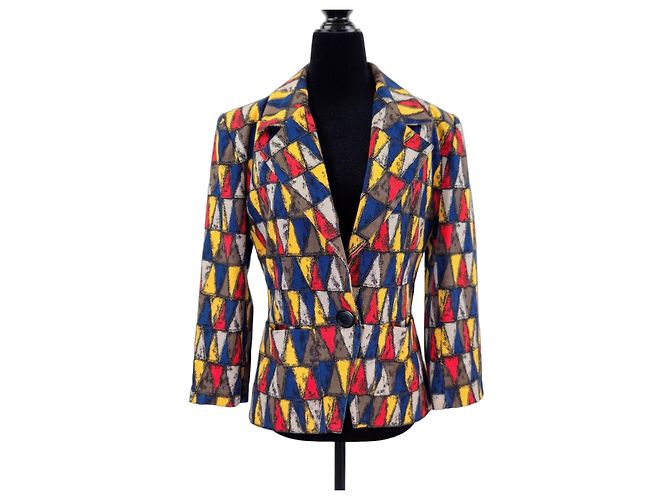 Chaqueta Yves Saint Laurent Variation Estampado Geométrico Arlequín Multicolor
