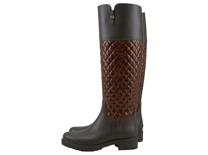 Botas Salvatore Ferragamo Raphael de couro e borracha Marrom