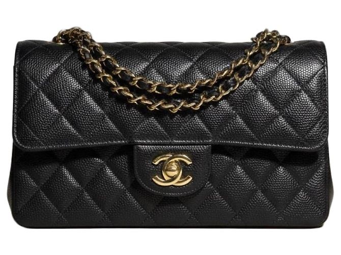 Bolso Chanel Classic Flap de Piel Granulada Negra Negro