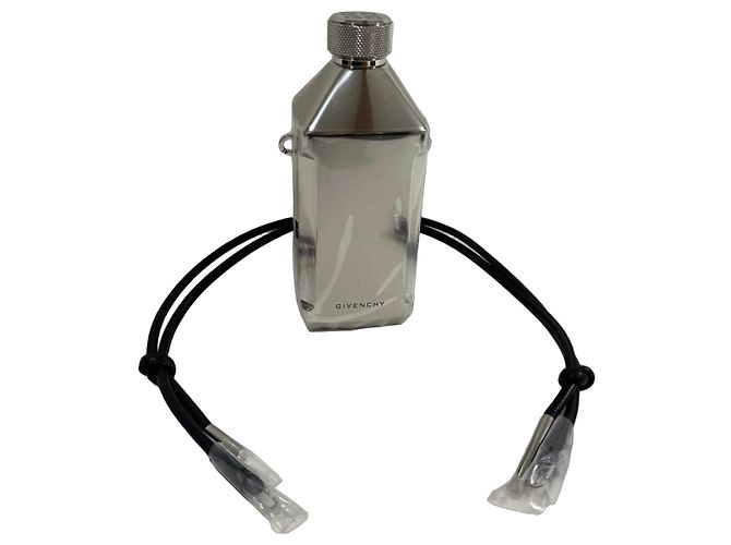 Givenchy 4G Steel Water Bottle with Leather Strap Silvery