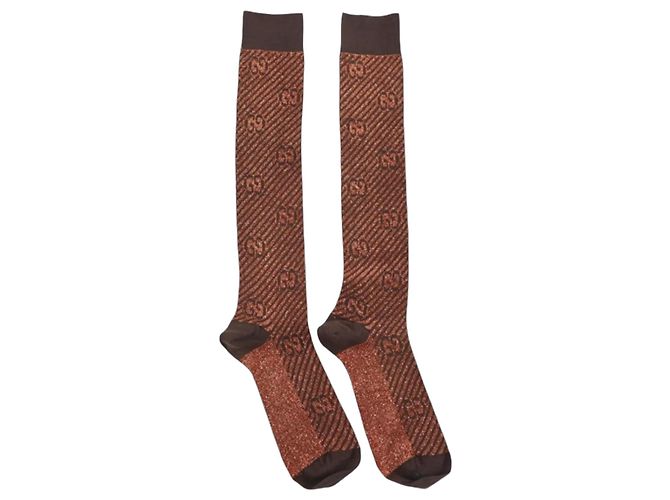 Gucci GG Metallic Socken Braun Metallisch