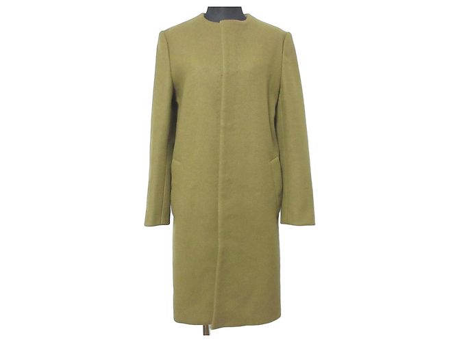 Autre Marque Drawer Wool Collarless Coat Green Khaki