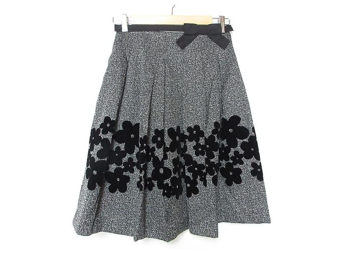 Autre Marque Gonna svasata M'S GRACY con stampa Flower Flocky e nastro Nero