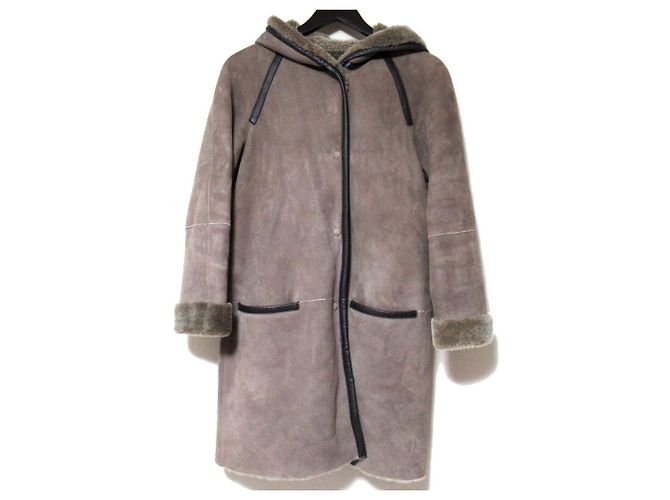 Autre Marque Casaco com capuz de shearling 23ku Marrom