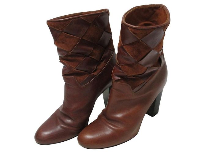 Autre Marque Botas curtas de couro Michel Vivien Marrom