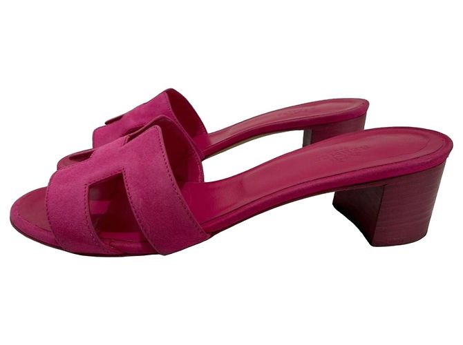 Hermès Oasis Pink Suede Mules