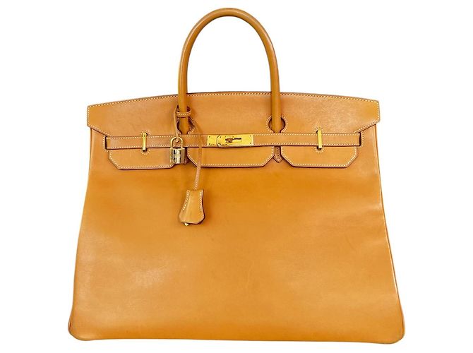 Hermès Birkin 40 Vache Naturelle Bolsa Tan Marrom