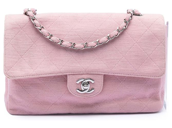 Chanel Pink Medium Classic Jersey Single Flap Rosa