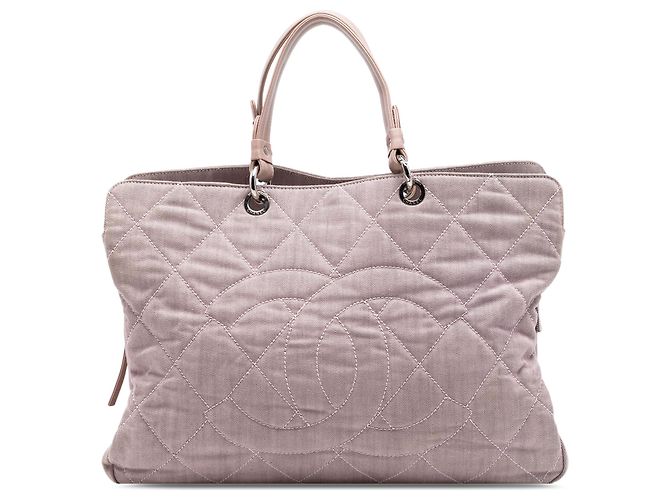 Chanel Pink Large CC gesteppter Denim Tote