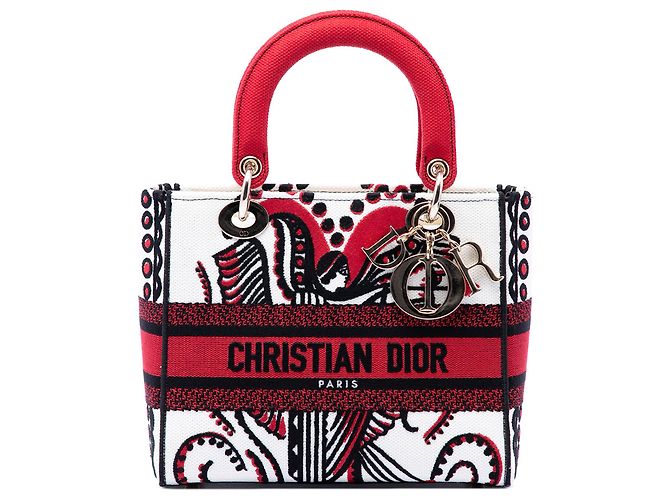 Cupidon Lady D Lite em lona bordada branco Medium da Dior