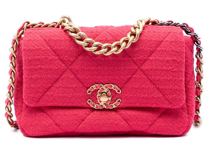 Chanel Pink Medium Tweed 19 Flap
