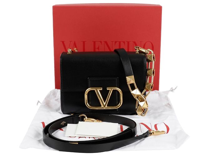Valentino Garavani Borsa a tracolla con logo e borchie Nero