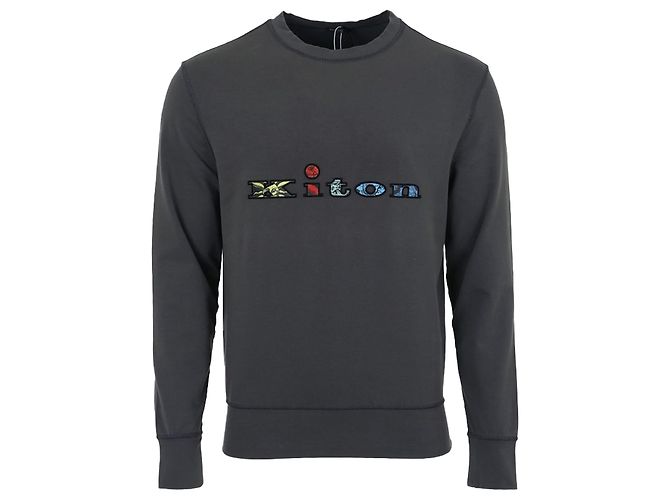 Kiton Sweatshirt Charcoal avec Logo Brodé Multicolor