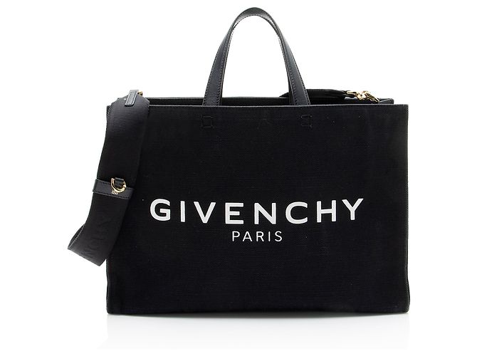 Givenchy Canvas Logo Medium Shopper Tote Black
