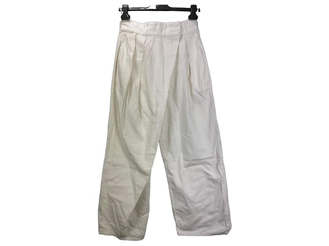 Loewe Vaqueros de pierna ancha de algodón plisado Blanco 