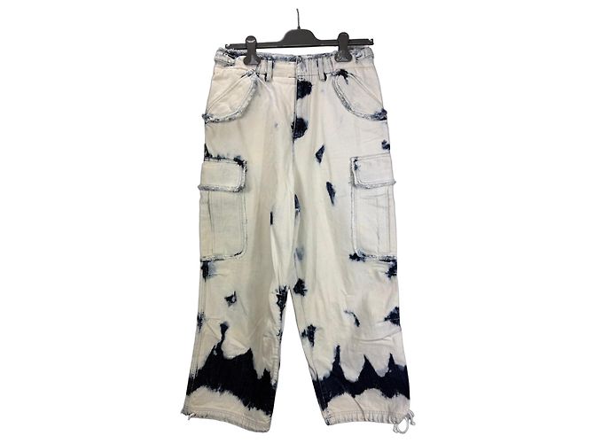 Christian Dior Pantalones cargo de denim bleached Blanco Azul