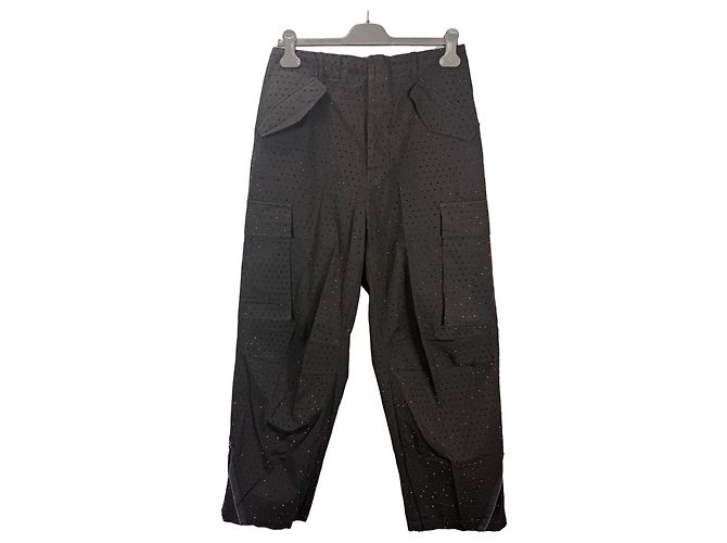 Autre Marque Laneus Pantaloni Cargo Neri Decorati Nero