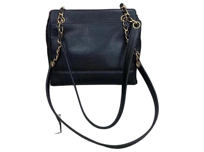 Borsa a tracolla Chanel Pelle Caviar Nera Nero
