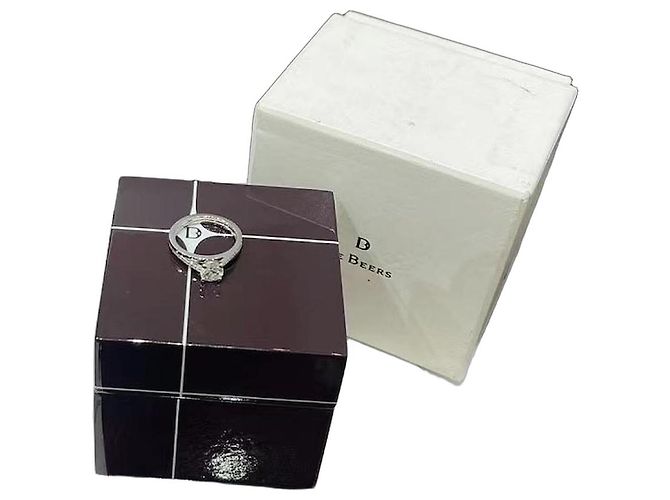 Anillo De Beers Cluster Diamantes 0.7ct Plata
