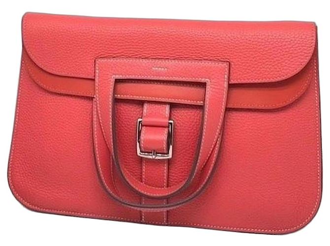 Hermès Halzan 31 Leder Handtasche - Rot