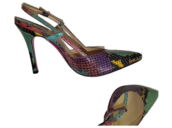 Luciano Padovan Multicolored Python Leather Pointed-Toe Pumps