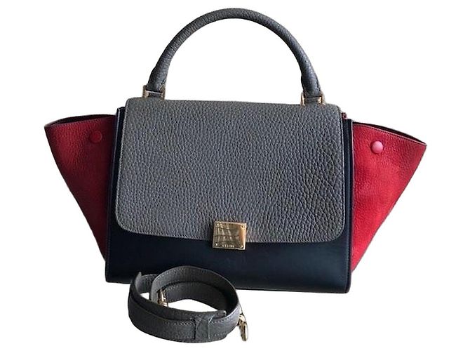 Céline Swing Small Elephant Bolsa em Cinza e Vermelho