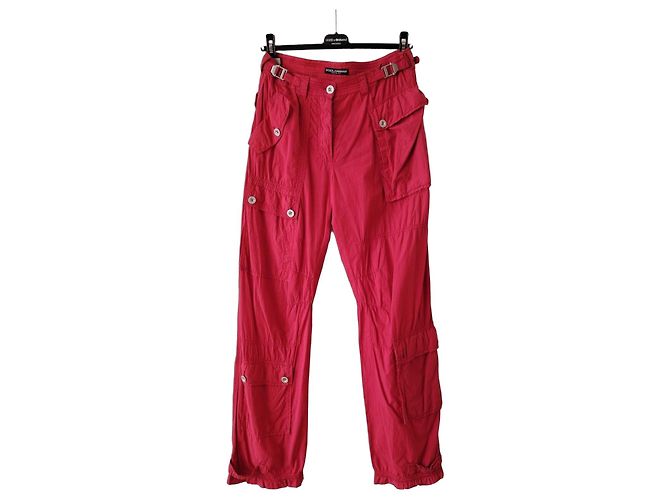 Dolce & Gabbana Calça Cargo de Algodão Vermelha Vermelho
