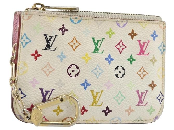 LOUIS VUITTON Multicolor Pochette Cles NM Purse White M93734 Auth 177362