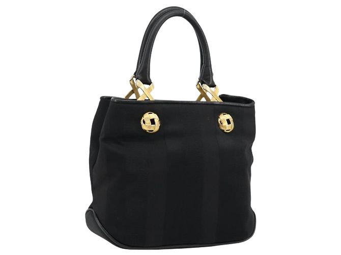 Borsa Salvatore Ferragamo in nylon nero e oro Auth BA12422 D'oro