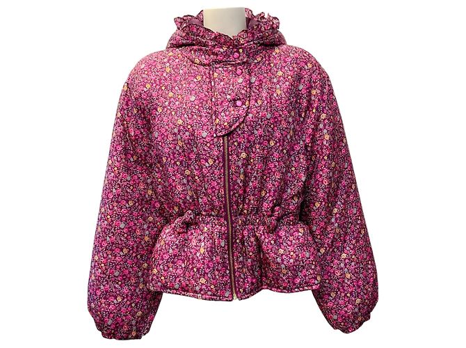 Autre Marque Love Shack Fancy Modena Pufferjacke mit lila Blumenprint