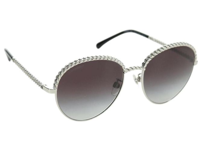 CHANEL Sonnenbrille Metall Silberton 4242 CC Auth 177100V