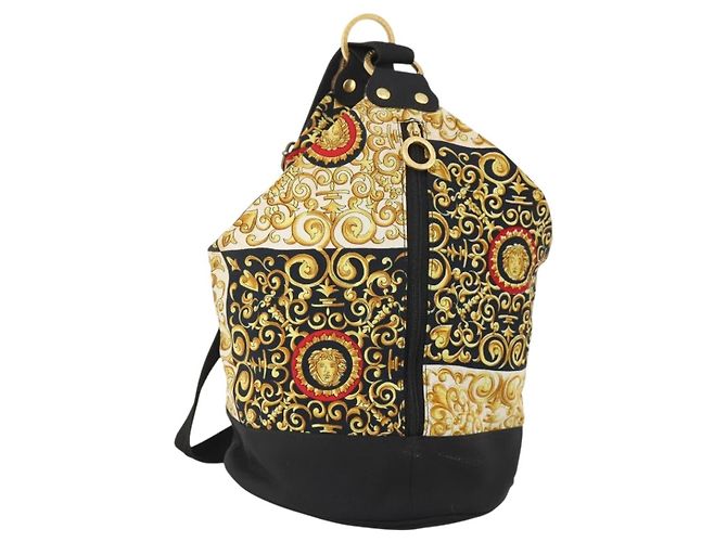VERSACE Shoulder Bag Canvas Multicolor Gold Auth BA12046A Multiple colors Golden