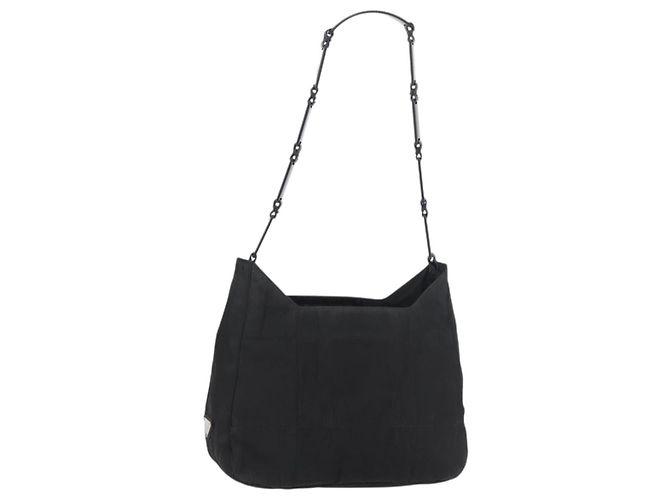 Bolsa de Ombro PRADA Nylon Preto Prata Auth bs34797