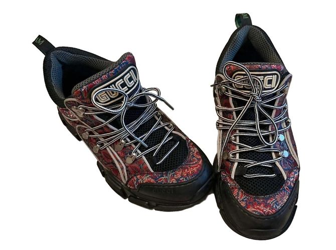 Rhyton Gucci Baskets Flashtrek Paisley Noir Blanc Rouge Bleu