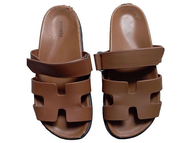 Hermès Chypre Brown Leather Sandals