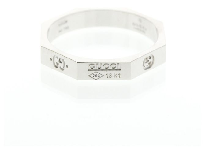 Anello Octagonal in oro bianco Gucci Argento