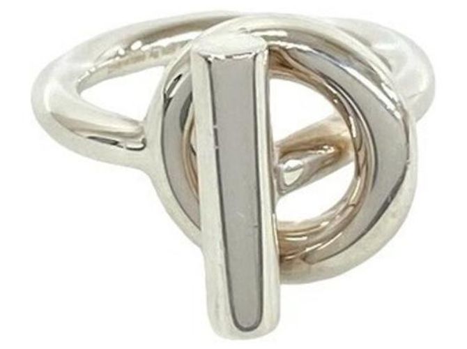 Hermès HERMES Echappé Sterling Silver Band Ring Silvery