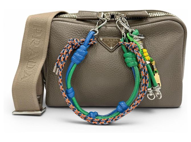 Prada Vitello Daino Leather Shoulder Bag Grey