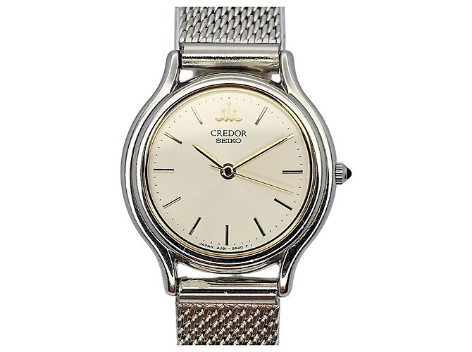 Seiko Credor Quarz Uhr - Edelstahl Silber