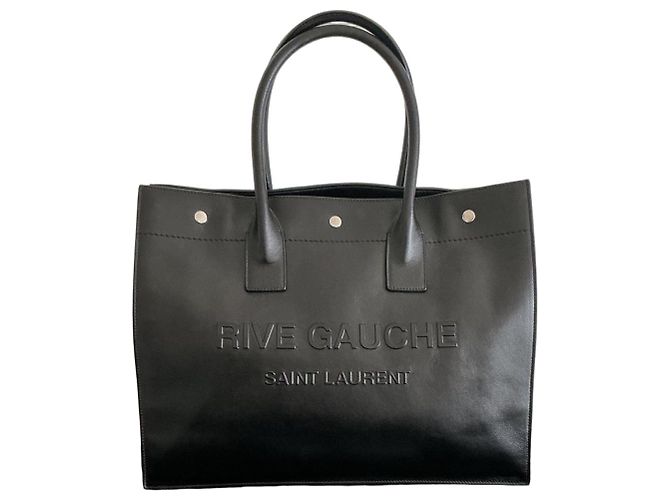 Saint Laurent Rive Gauche Sac Cabas en Cuir Noir