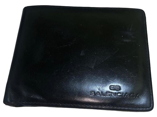 Balenciaga Leather Bi-Fold Wallet Brown Black