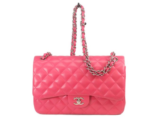Borsa a tracolla Chanel Double Flap in agnello rosa