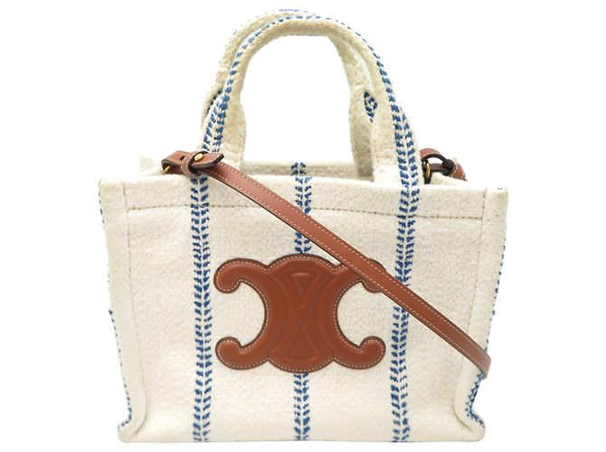 Céline Borsa a tracolla cabas Thais da donna Celine Small Marrone Bianco Blu