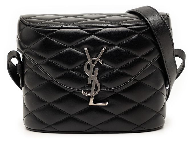 Bolsa Clutch June Monogram em pele de cordeiro acolchoada preta Saint Laurent Preto