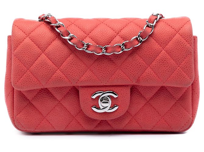 Chanel Mini Rectangular Classic Caviar Rot mit Einzelklappe