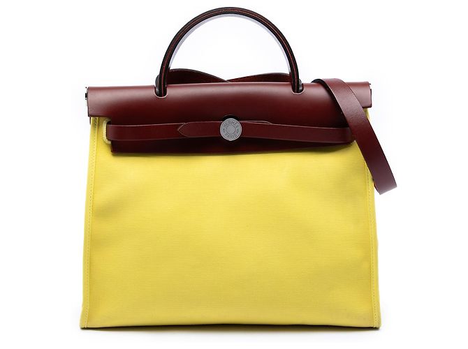 Hermès Yellow Toile Herbag Zip 31 Bordò